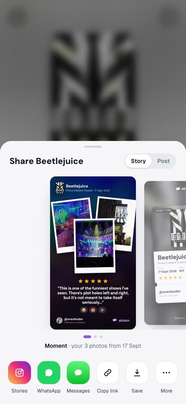 Choosing a card to share